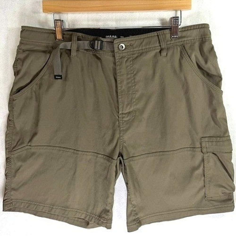 prAna Mens Stretch Zion Cargo Shorts 36 Olive Green/Cargo Green Gorpcore Utility